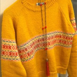 Free people vintage mustard ski sweater